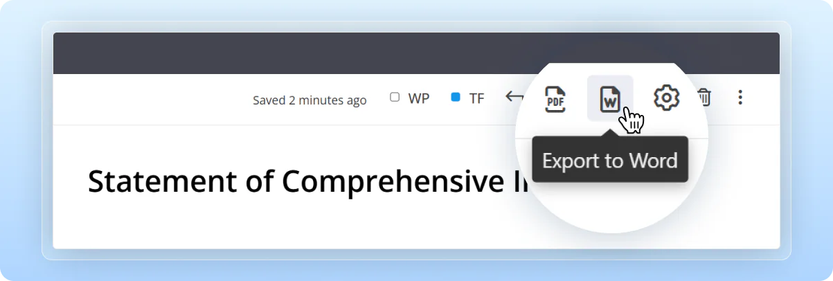 Export financial reports to Word